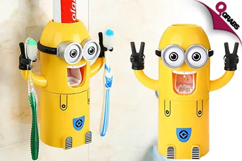 From QR59, Have a Minion’s Help in the Morning with a Toothpaste Dispenser & Toothbrush Holder! (Up to QR280 Value)